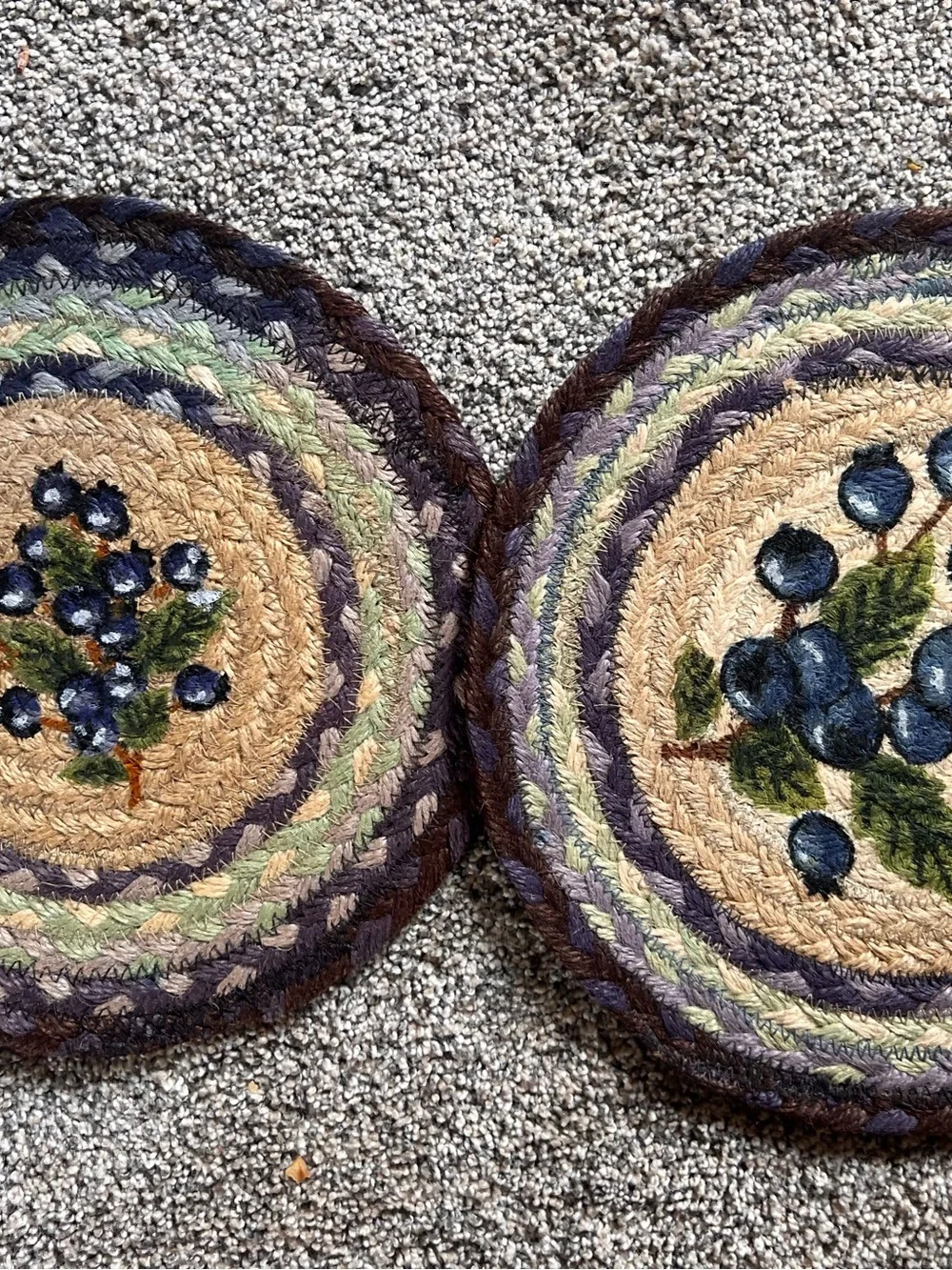 Primitive Braided Blueberry Trivets Set of 2 Farmhouse Country Decor